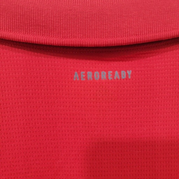 Adidas Aeroready Red Grey Lettering Short Sleeve Polo Size Medium OSU Golf - Picture 6 of 8